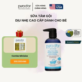 Sữa tắm gội dịu nhẹ cao cấp dành cho bé - PURA D'OR Kids All-in-One Gentle Cleanser 473ml
