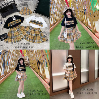 Set váy kẻ b.b.r sang chảnh cho Bé size đại 17kg-42kg