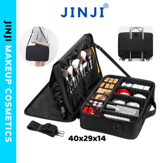 Cốp đựng đồ trang điểm JINJI bằng vải nhiều ngăn chuyên dụng size lớn