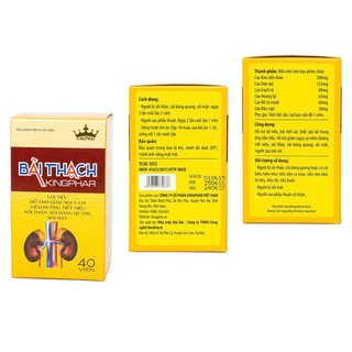 BÀI THẠCH Kingphar Đỏ - Hộp 40 Viên - Giúp lợi tiểu ,viêm đường tiết niệu, sỏi thận, sỏi bàng quang, sỏi mật,