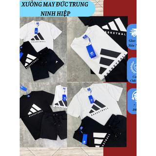 Bộ quần áo a di đát thời trang họa tiết logo a di đát giữa áo