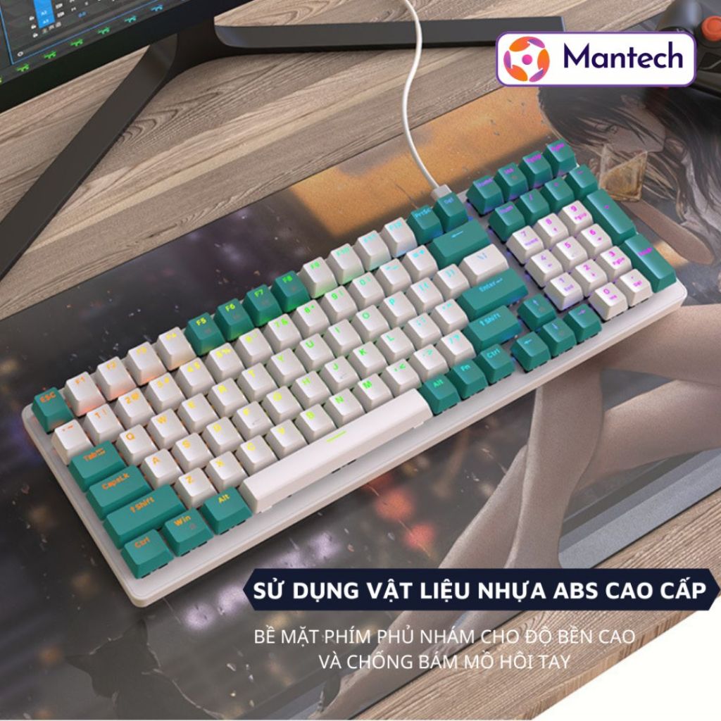 Bàn Phím Cơ Máy Tính Gaming Cao Cấp Mantech K3 LED Rainbow Cực Đẹp, Trục Cơ Red Switch Gõ Êm, Bảo Hành 12 Tháng | BigBuy360 - bigbuy360.vn