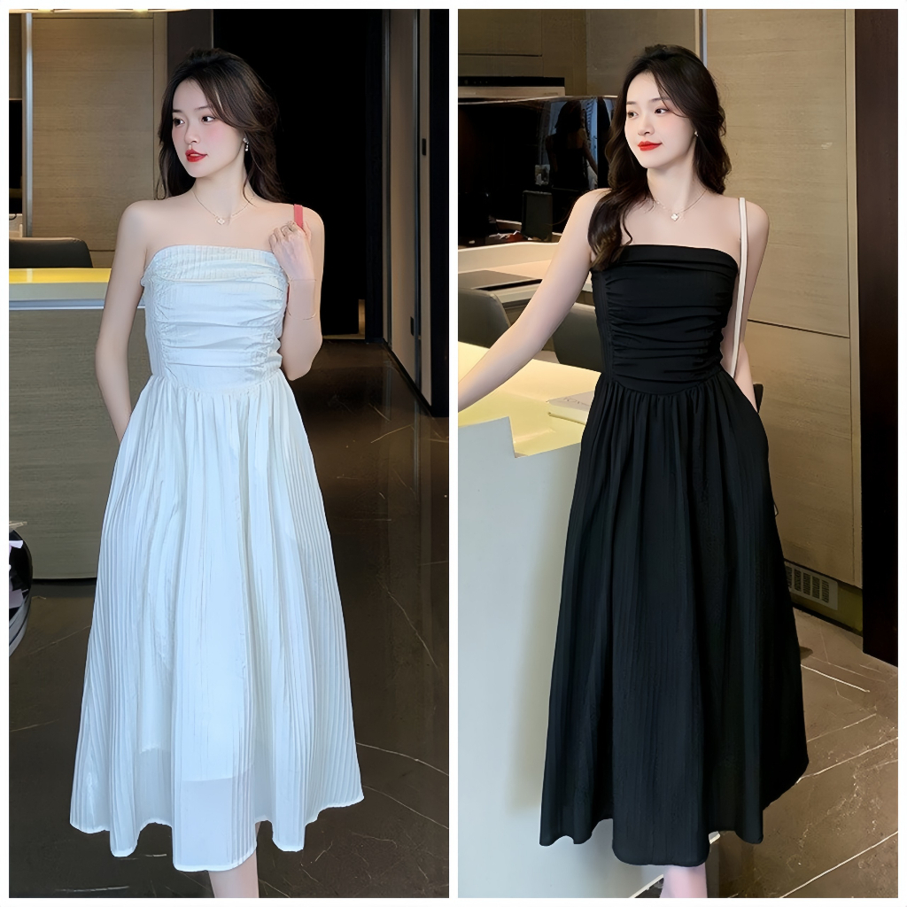 Đầm 2 Dây Cúp Ngực Chất Đũi Gân Bèo Lou Dress, Váy Cúp Ngực 2 Dây Bánh Bèo Cực Xinh | BigBuy360 - bigbuy360.vn