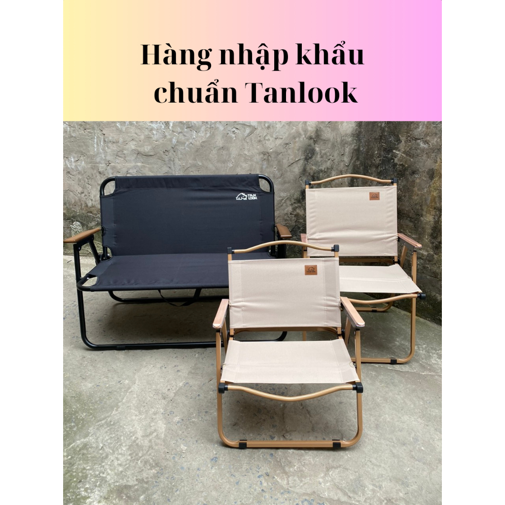 Ghế gấp gọn nhập khẩu chính hãng TANLOOK  camping, dã ngoại, cafe, cắm trại, ban công tay cầm gỗ, gh