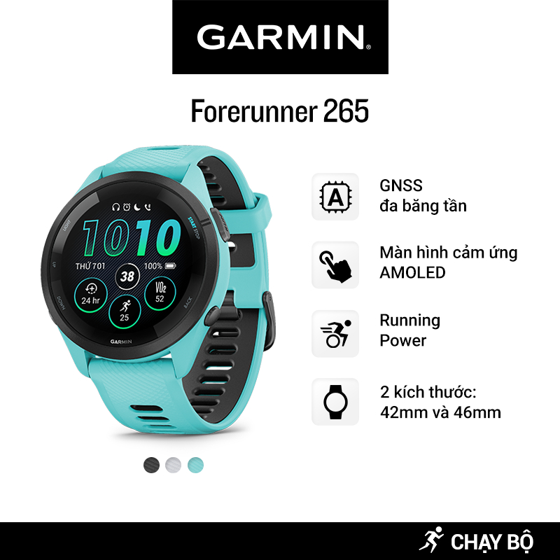 Đồng Hồ Thông Minh Garmin Forerunner 265 Music Wifi GPS (Black/White/Aqua) - Hàng Chính Hãng | BigBuy360 - bigbuy360.vn