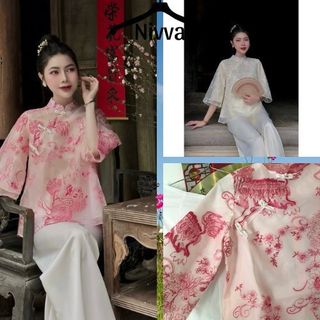 Pháp Phục Lễ Chùa, Đồ Lam Đi Chùa Chất Voan Tơ Thêu Kỳ Lân Cổ Trụ Kèm Quần Ống Suông Lễ Phật  Mặc Thoải Mái