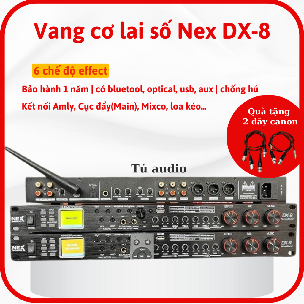 VANG SỐ LAI CƠ NEX DX8 - Sản phẩm nhập khẩu loại 1 năm 2023 với 7 chế độ effect. tặng dây canon