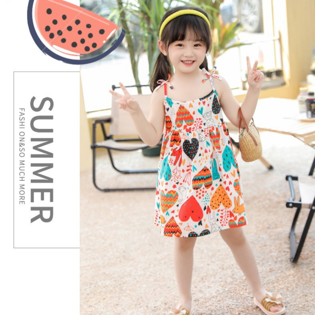 Váy 2 dây thắt nơ đáng yêu cho bé hàng Quảng Châu