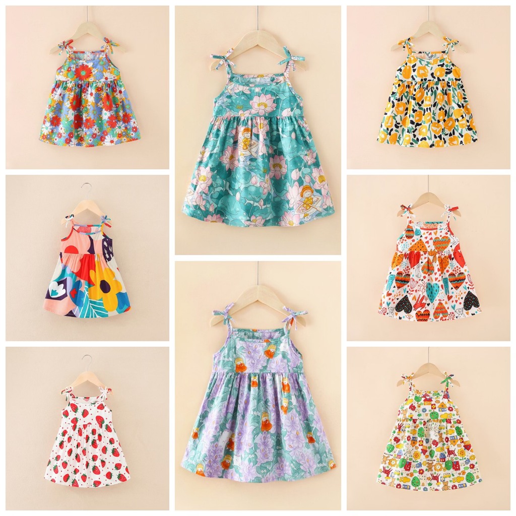 Váy 2 dây thắt nơ đáng yêu cho bé hàng Quảng Châu