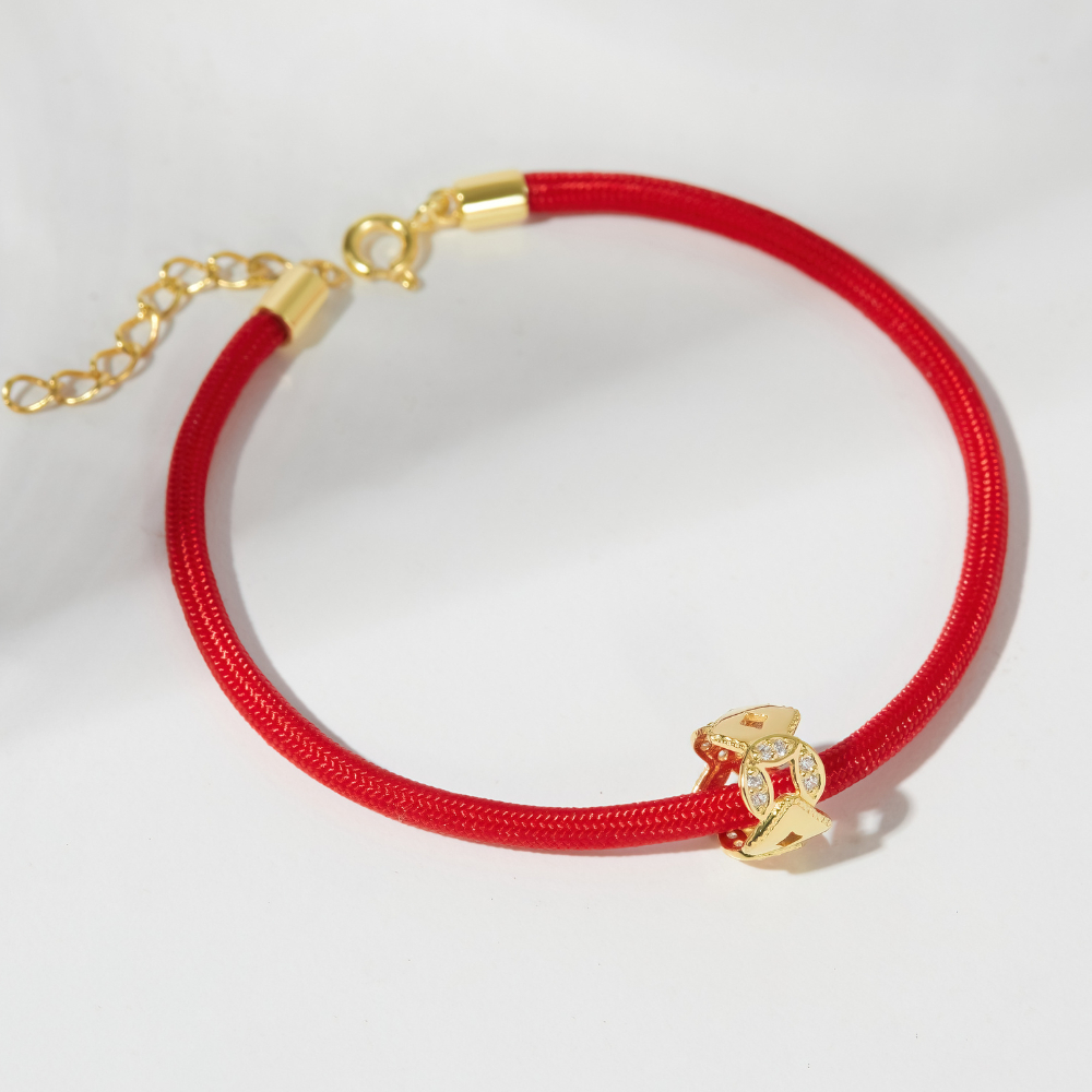 [Có bảo hành] Vòng Tay Bạc 925 CARA LUNA Charm Kim Tiền Mạ Vàng 18K - VCB10