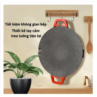 Bếp Nướng  BBQ  bằng điện, mặt chảo chống dính, chảo đá nướng điện không dầu size 40cm