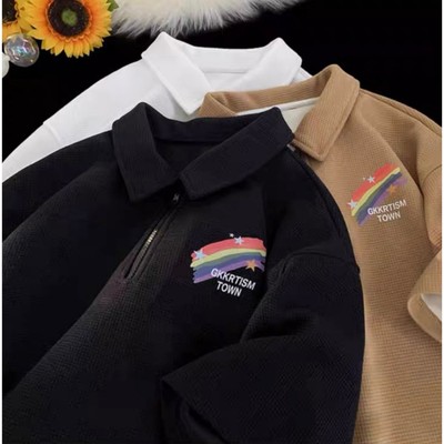 Áo Polo Nam Nữ GKKRTYSM TOWN NAD Unisex - Áo Cổ Bẻ có khoá kéo Tay Lỡ Chất Liệu Tổ Ong Dệt Trẻ Trung,Cá Tính,Năng Động