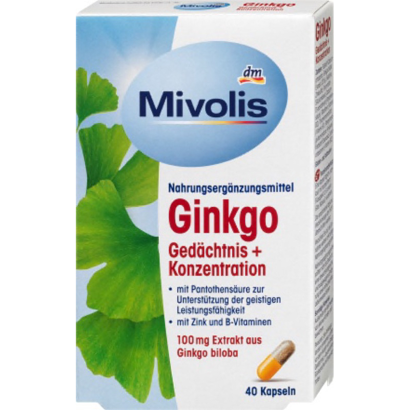 Viên uống bổ não Mivolis Ginkgo Gedachtnis + Konzentration tăng cường trí nhớ giảm rối loại tiền đìn