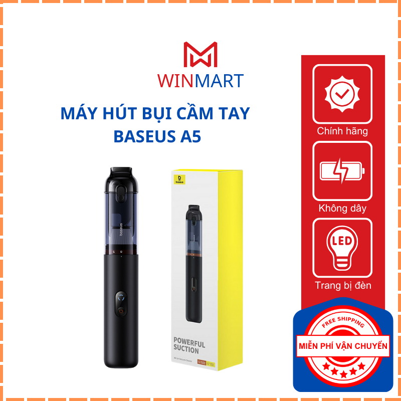 Máy Hút Bụi Không Dây Baseus A5 - Chính Hãng - Nhỏ Gọn - Tiện Lợi - Bảo Hành 12 Tháng