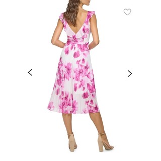 ĐẦM CHIFFON HOA HỒNG CỔ V