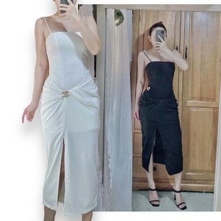 Đầm body 2 dây xẻ tà dự tiệc