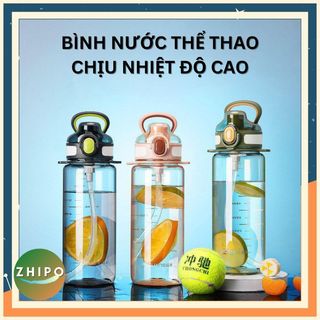  Bình nước thể thao nhựa PC chịu nhiệt độ cao không mùi có ống hút và dây đeo 