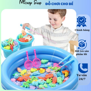 Bộ đồ chơi câu cá cho bé 42 chi tiết có gắn nam châm bao gồm cần câu nhựa, bể phao 2 tầng cho trẻ