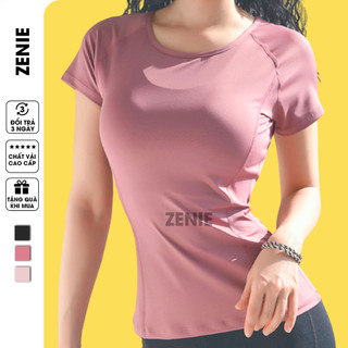 Áo Thun Tập Gym Nữ Basic Zenie Dáng Ôm Tôn Eo Lưng Vải Lưới Sexy Quyến Rũ A18