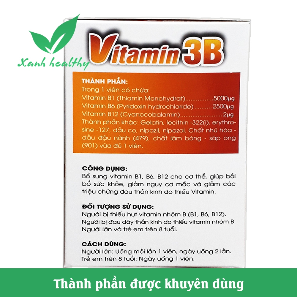 Vitamin 3B yến sào đông trùng hạ thảo - Viên uống tăng cường sức khỏe, nâng cao sức đề kháng, bồi bổ - Bổ sung B1, B6