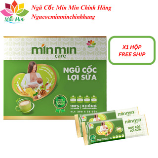 Ngũ cốc lợi sữa min min 38 loại hạt, bột ngũ cốc min min dạng hộp 25 gói
