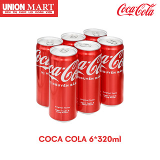 Lốc 6 lon nước ngọt có gas coca cola 320ml