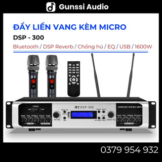Đẩy liền vang Gunssi DSP 300, công suất lớn 1600W, chống hú, cục đẩy liền vang 2 kênh kèm micro, amply karaoke gia đình