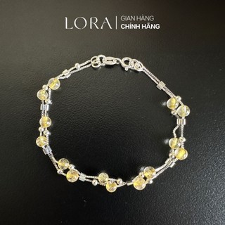 Lắc tay thiết kế lora chain đá thạch anh tóc vàng hỗ trợ tài lộc