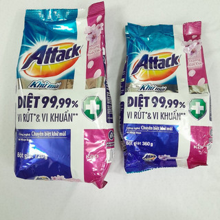 Bột giặt attack hương anh đào khử mùi khử khuẩn gói nhỏ 720g - 360g