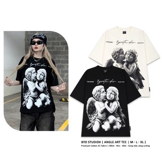Áo thun THIÊN THẦN DI.O unisex nam nữ form rộng,thun cotton su 4 chiều co giãn tốt, thấm hút mồ hôi hiệu quả, áo đôi