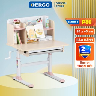 Bàn Học Sinh Cốt Gỗ Tự Nhiên DERGO P80 Bàn Học Thông Minh Chống Gù Chống Cận Chính Hãng