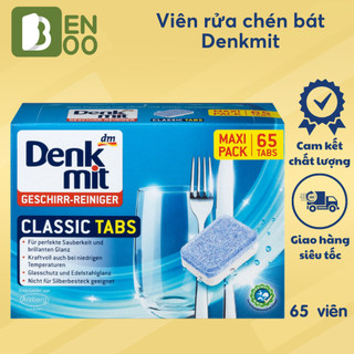 Viên rửa chén bát Denkmit nhập khẩu Đức hộp 65v dành cho máy rửa chén bát, tẩy sạch dầu mỡ, làm bóng chén dĩa,...