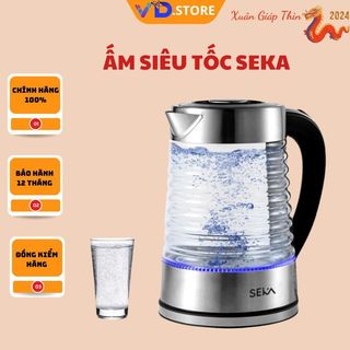Ấm siêu tốc thủy tinh SEKA 2.2L, ấm đun nước công suất lớn 2000W tự động ngắt khi sôi-vd.store