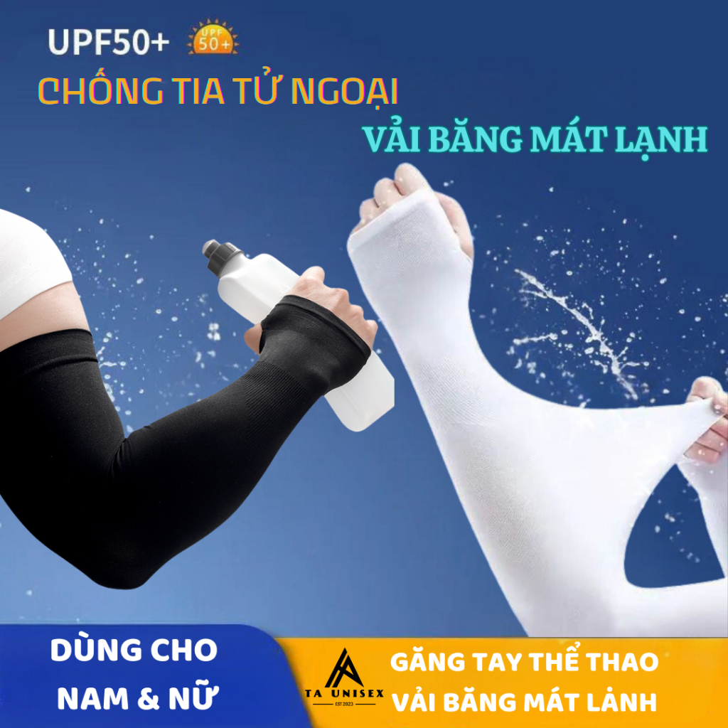 Găng tay chống nắng chống UV dài xỏ ngón vải băng Fashion - Bao tay vải băng dài xỏ ngón cao cấp