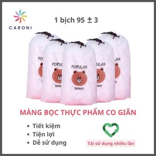 Set 5 bịch màng bọc thực phẩm gấu, có chun co giãn, an toàn vệ sinh, tiện ích, không mùi, tái sử dụng - Caroni