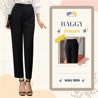 Quần âu nữ YODY quần công sở dáng baggy cạp cao công sở sang trọng thoải mái QAN5128