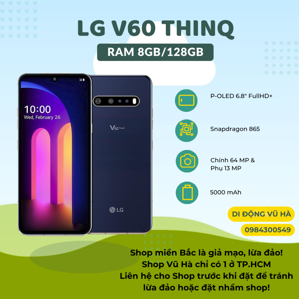 Điện thoại LG V60 2 sim Ram 8/128 Snap 865 Zin đẹp