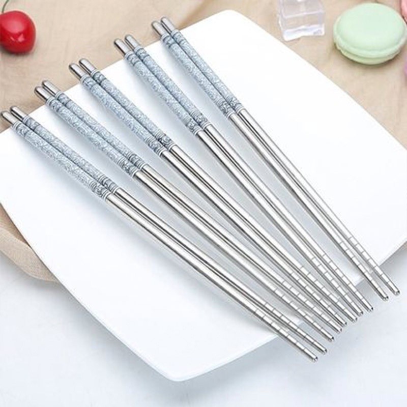 COD🔮🔮Set 1 Đôi Đũa Inox Chống Trượt Phong Cách Trung Hoa