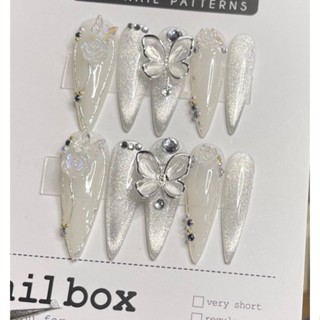 Nail box - Móng tay giả  sơn gel mắt mèo, charm đá, form nhọn, HOT TREND  chụp ảnh kỉ yếu cô dâu bao xinh m548 bychichi
