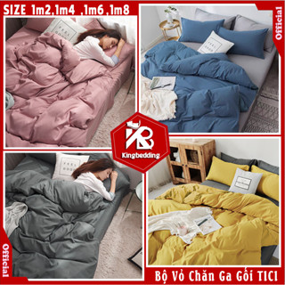 Bộ vỏ chăn ga gối Cotton Tici, Ga Giường đủ size 1m2, 1m4, 1m6, 1m8, Vỏ chăn chưa kèm ruột, màu trơn - Kingbeddingvn