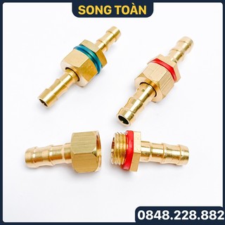 Đầu Nối Bấm Ống Áp Lực, Bộ Nối Đực Cái Ren 13.8 Đuôi Chuột 6.5 7.5 8.5mm - Đồng Thau