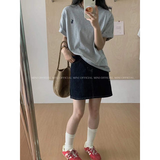Áo thun trơn cổ tròn ngắn tay thêu polo 7053