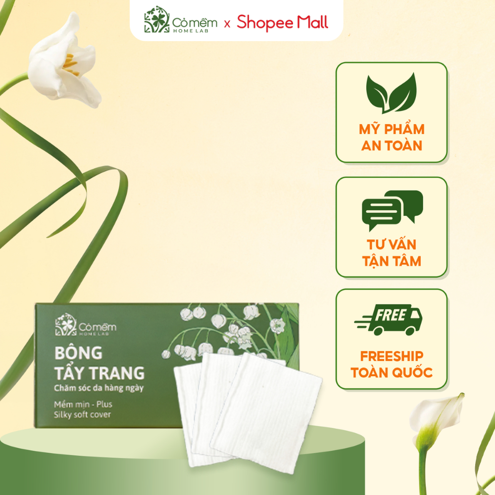 Bông tẩy trang làm sạch da hộp 50 miếng sạch sâu mềm mịn Cỏ Mềm
