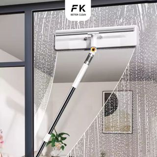 Cây gậy lau kính xoay 360 độ cán dài 2 mặt, dụng cụ lau kính 2 chức năng đa năng kèm gạt kính