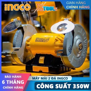 Máy mài 2 đầu ingco bg83502 350w đá mài 8inch, máy mài để bàn hai đầu kèm 2 nắp che chắn và hộp dụng cụ xtools
