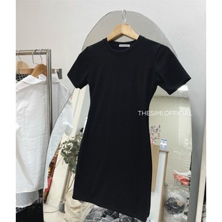 Váy Zip Dáng Ôm Body Co Dãn Cổ Tròn Dáng Ngắn Trên Đùi Hottrend Ngắn Tay