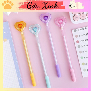 Bút Nước Mực Đen Đầu Huy Hiệu Trái Tim Ngòi 0.38MM