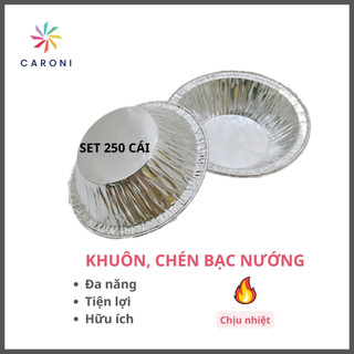 Set 250 Chén giấy bạc nướng thực phẩm, tart trứng, nướng hàu – Khuôn cupcake nhôm tiện lợi, an toàn, hữu ích – Caroni