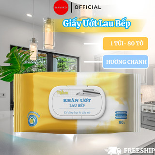 Khăn Ướt Lau Bếp Midosu NAMIKO Hương Chanh Gói 80 Tờ Khử Khuẩn