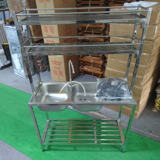 CHẬU RỬA CHÉN CAO CẤP CÓ CHÂN _ 100% INOX 201 ( Tặng Kèm Luôn Bộ Xả - Vòi Chén - Dây Cấp Nước )